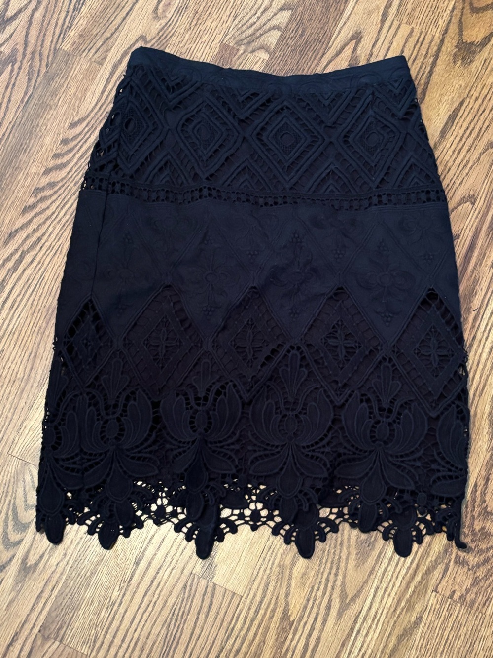 Anthropologie Moulinette Soeurs Garden Silhouettes Black Lace Skirt Size 0